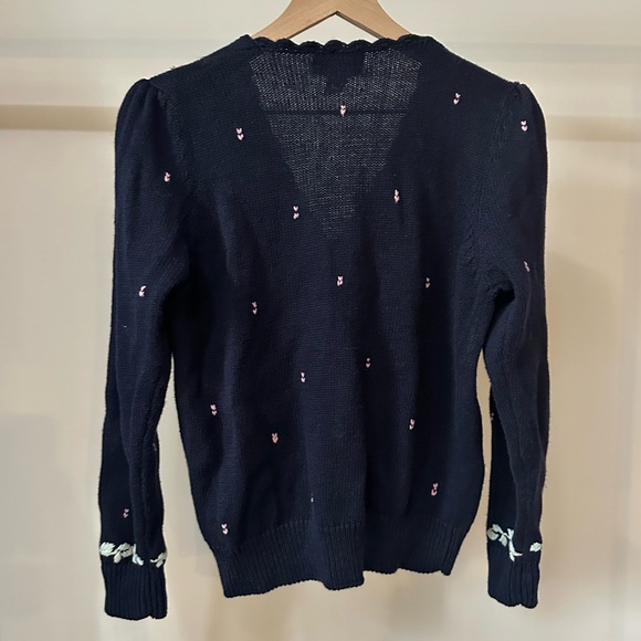 Vintage Navy Embroidered Floral Cardigan Sweater - Picture 6 of 6